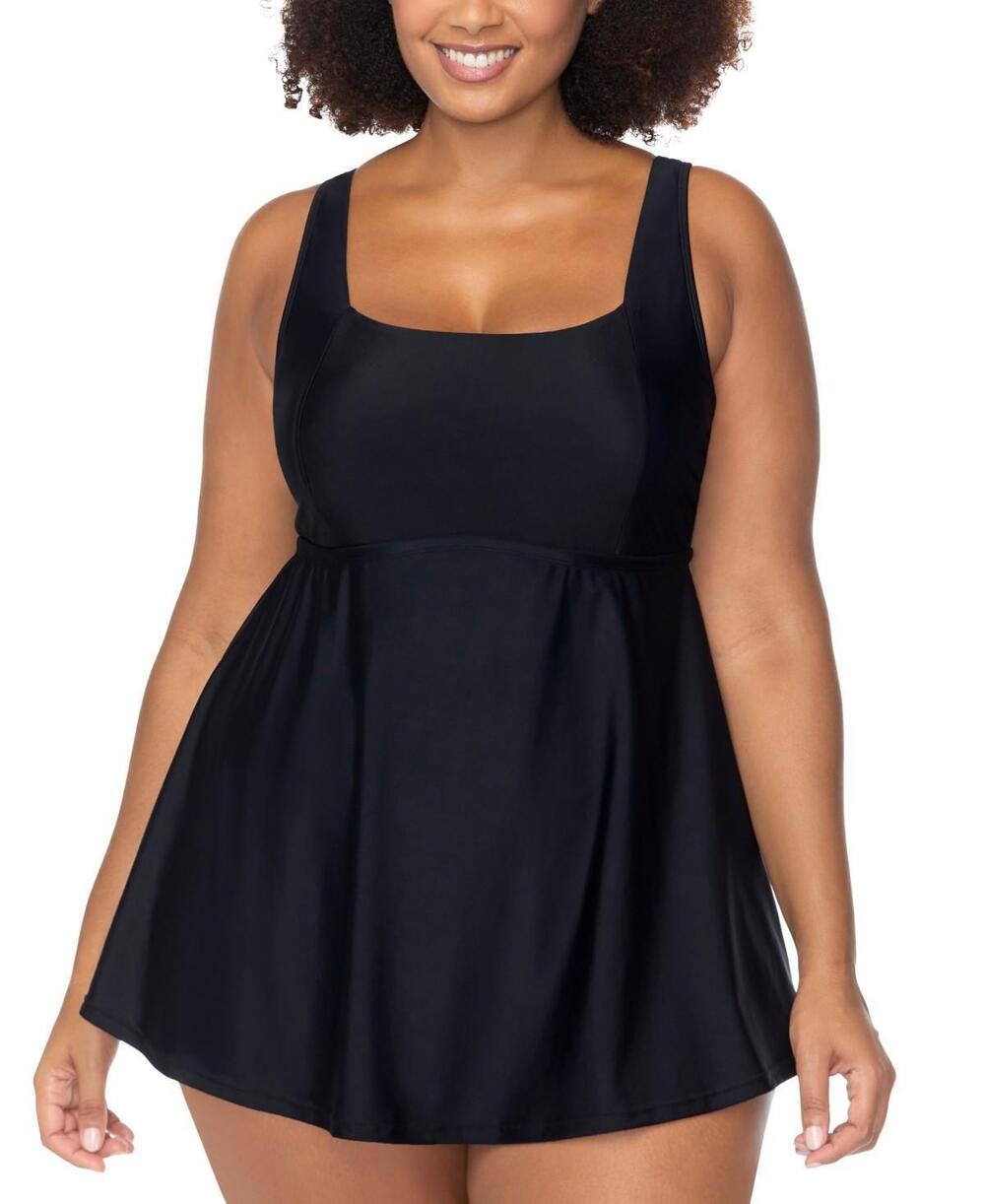 Raisins Curve Trendy Plus Size Straya Underwire Swimdress Black 20W 20 W NEW